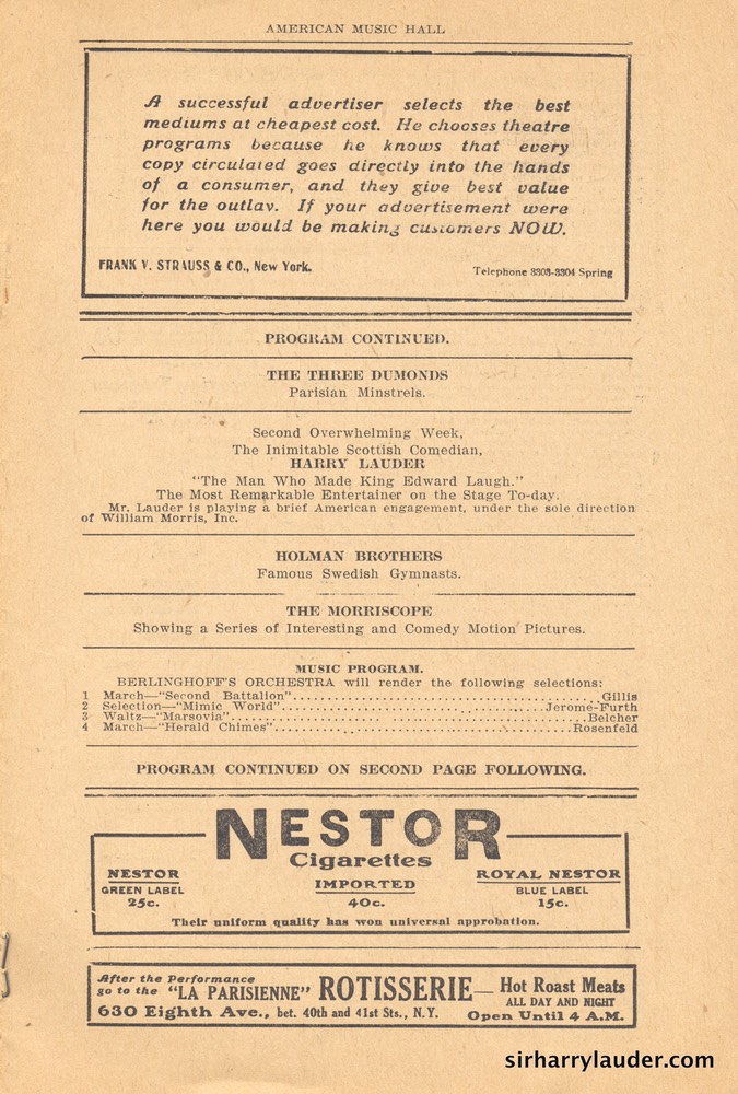 American Music Hall Boston Programme Booklet Nov 23 1908 -3