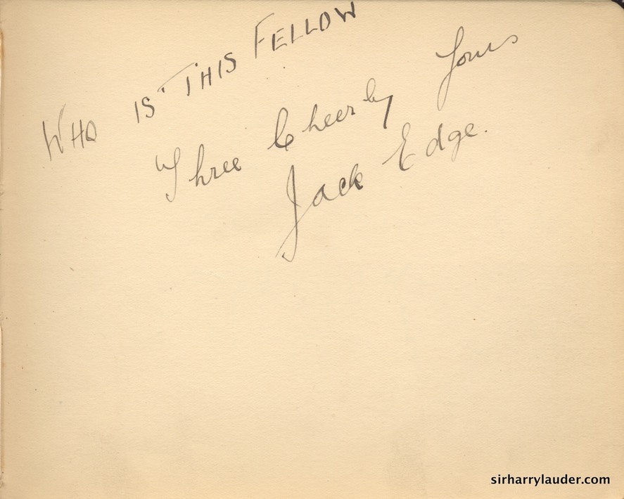 Autograph Album Page Three Cheers 1917 Jack Edge