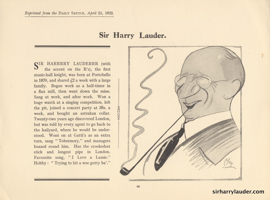 Caricature Of Sir Harry Reprinted From The Daily Sketch April 21 1922