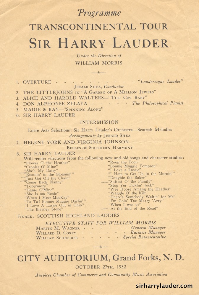 City Auditorium Grand Forks ND Programme Single Sheet Oct 27 1932