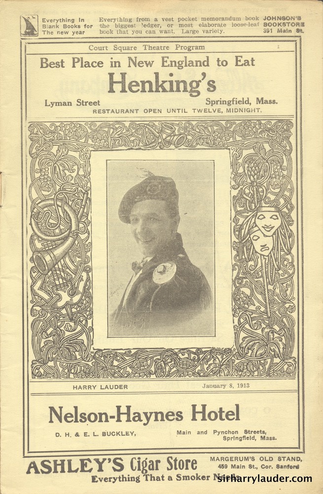 Court Street Theatre Springfield Mass Program Booklet Jan 8 1913 -2