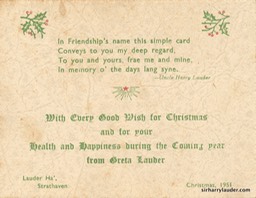 Greta Lauder Christmas Card 1951