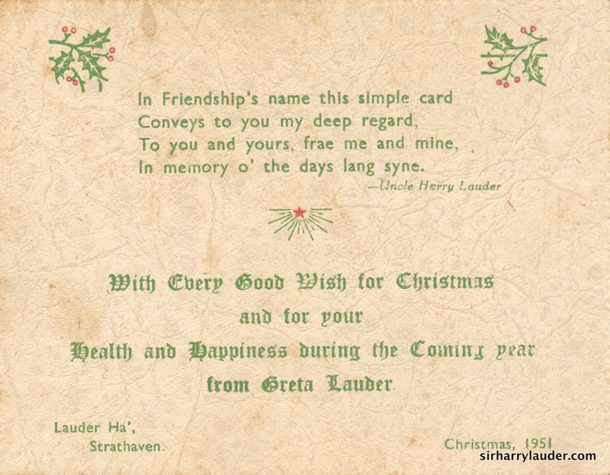 Greta Lauder Christmas Card 1951