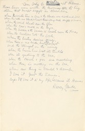 Handwritten Verse An Ode To Winter At Home Signed Undated