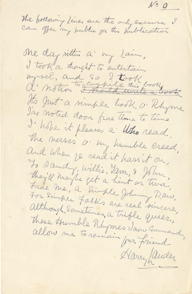 Handwritten Verse Lines for publication No 0 Signed Undated