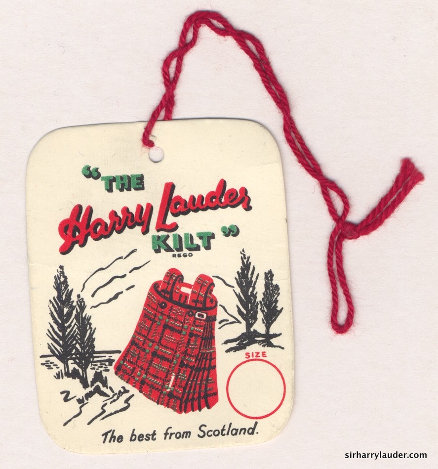 Harry Lauder Kilt Label Card Undated