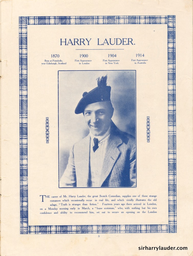 Harry Lauder Souvenir Sydney 1914 -05