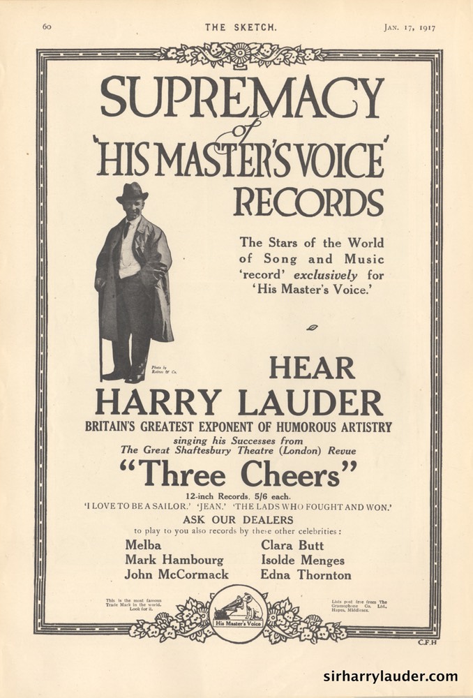 HMV Advertisement The Sketch Jan 17 1917