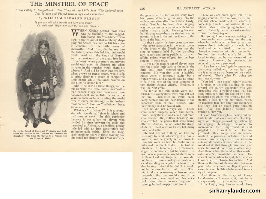 Illustrated World Might Minstrel Of Peace Article By Wm Flemming French Feb 1923 -1