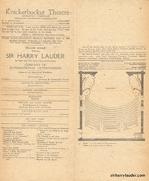 Knickerbocker Theatre New York Programme Single Sheet Feb 13 1928