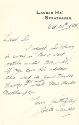 Letter Greta Lauder Handwriten To Mr Coleman? Oct 30 1935 