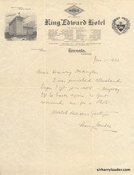 Letter Handwritten To Daisy Mayer On King Edward Hotel Toronto Letterhead Jan 1 1924-001