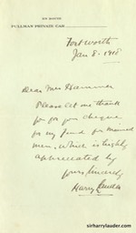 Letter handwritten To Mrs Hammer On Pullman Private Car Ft Worth Letterhead Jan 18 1918-001