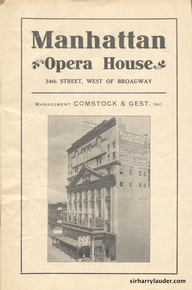 Manhattan Opera House New York Programme Booklet Oct 9 1911 -1