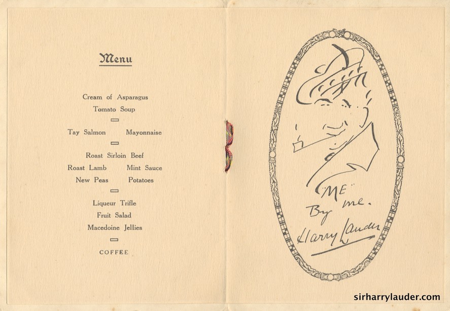 Menu Card For Sir Harry 60th Birthday Dunoon Signed Aug 4th 1930 Inside