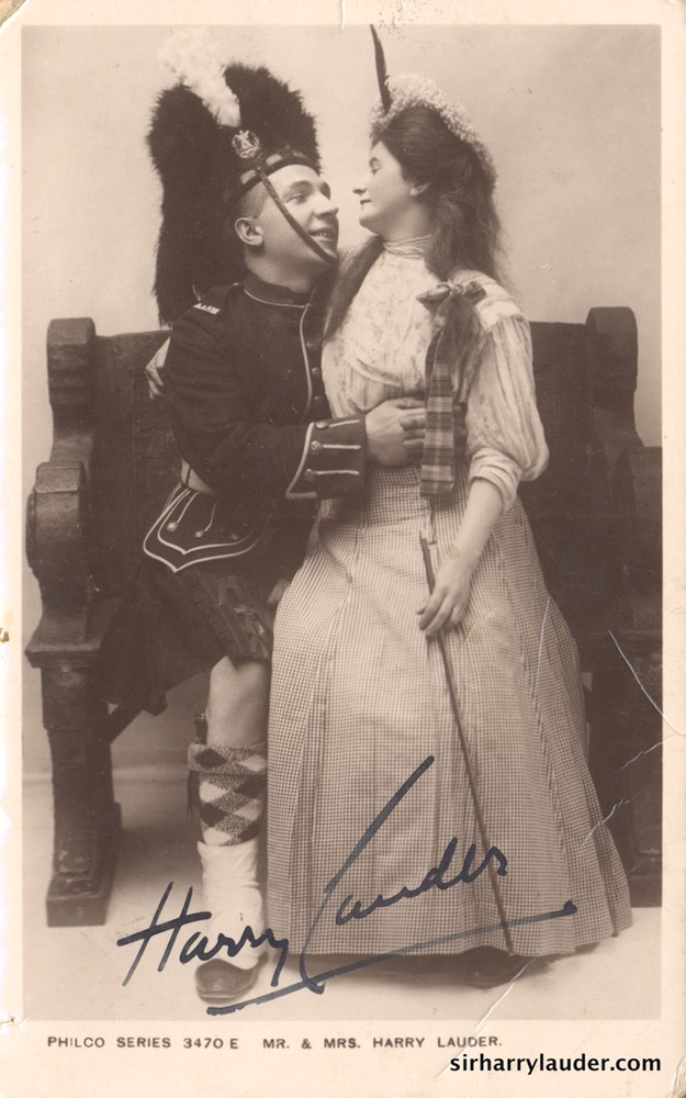 Mr & Mrs Harry Lauder Signed With Note On Verso Undated