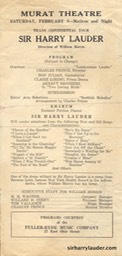 Murat Theatre Program Indianapolis Single Sheet Feb 8 1919 or 1930?