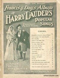 Music Booklet Francis & Days Album Of Harry Lauders Popular Songs Cover Green London -1