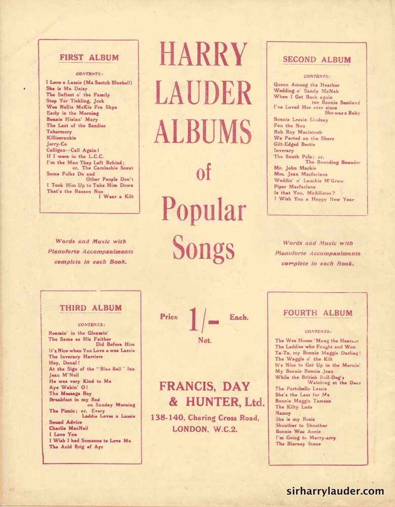 Music Booklet Francis & Days 2nd Album Of Harry Lauders Popular Songs Cover Red London -5
