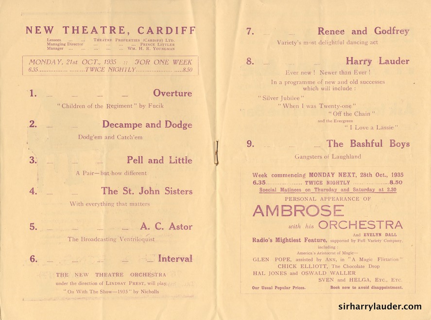 New Theatre Cardiff Wales Programme Booklet Dated Oct 21 1935 -2