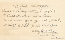 New Year Card Handwritten & Inscribed Signed Dated 1922 23