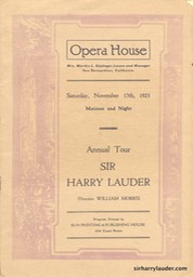 Opera House San Bernandino Calif Programme Booklet Dated Nov 17 1923 -1