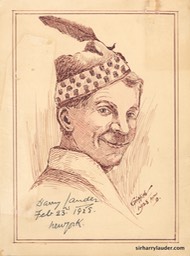 Original Pen & Ink Drawing of Sir Harry By Griffith Inscribed & Dated 1928