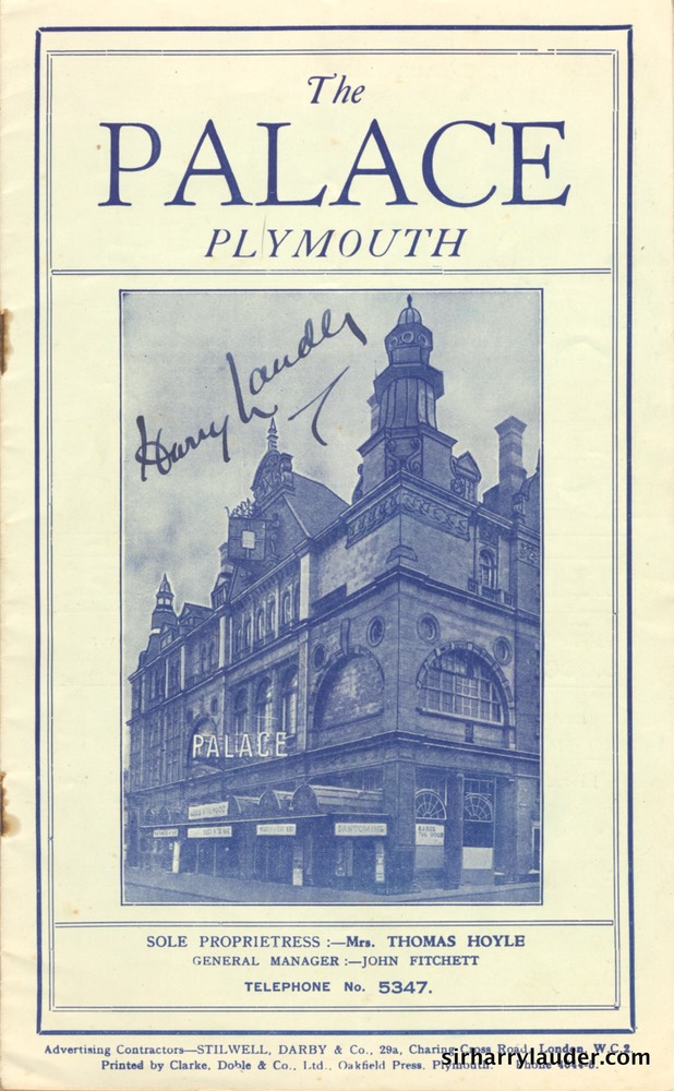 Palace Plymouth Programme Booklet Signed Sep 23 1935 -1