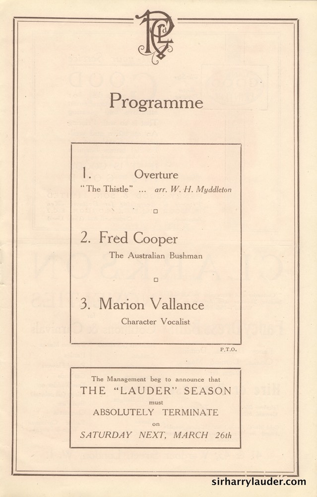 Palace Theatre London Programme Booklet Mar 26 1921** -3