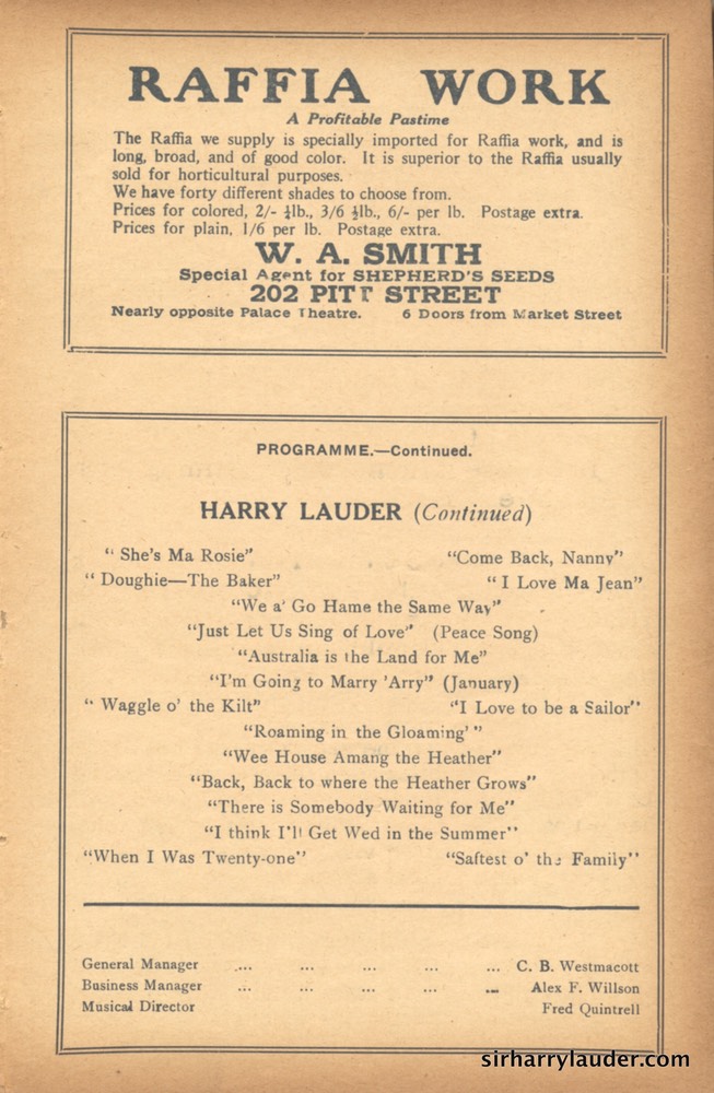 Palace Theatre Sydney Programme Booklet Mar 31 1923 -4