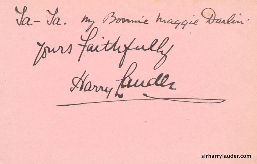 Paper Inscribed & Signed Yours Faithfully With Line From Ta Ta My Bonnie Maggie Darlin Undated