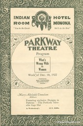 Parkway Theatre Madison Wis Program Booklet Dated Dec 1922 -1