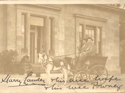 Photo Sir Harry And Lady Lauder in Horse Cart Signed and Inscribed Undated