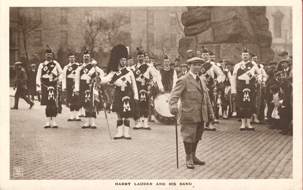Post Card Photo Harry Lauder and His Band - 1915 