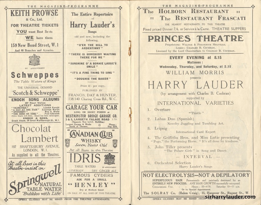 Princes Theatre London Programme Booklet** 1922 -2