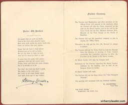 Programme For Freedom Cermony Of The Burgh Of Hamilton Signed Inside 10 June 1944 -2