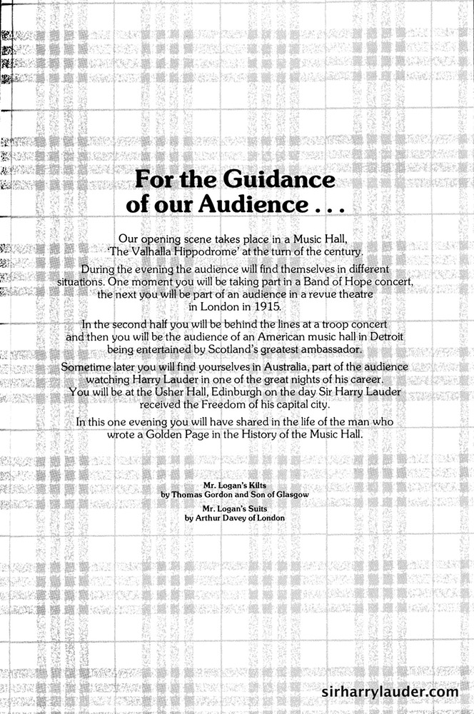 Programme For Jimmy Logan Show Lauder Australia 1976 -2