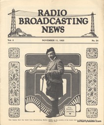 Radio Broadcasting News Sir Harry Cover Photo Nov 11 1922