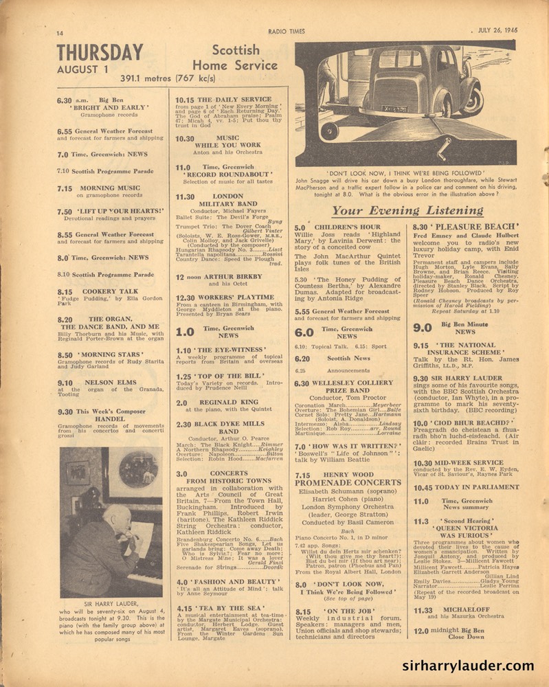 Radio Times Photo & Listing Jul 26 1946