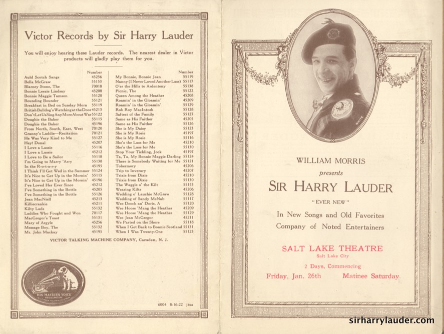 Salt Lake Theatre Programme Bi-Fold Jan 26 1923?