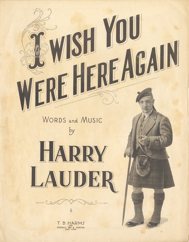Sheet Music I wish You Were Here Again TB Harms & Francis Day & Hunter NY 1919