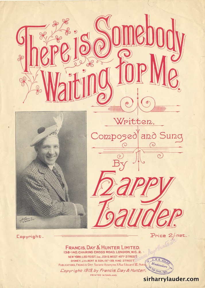 Sheet Music There Is Somebody Waiting For Me Francis Day & Hunter London 1925
