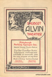 Shubert Alvin Theatre Pittsburgh Pa Program Booklet Dated Jan 3 1927 -