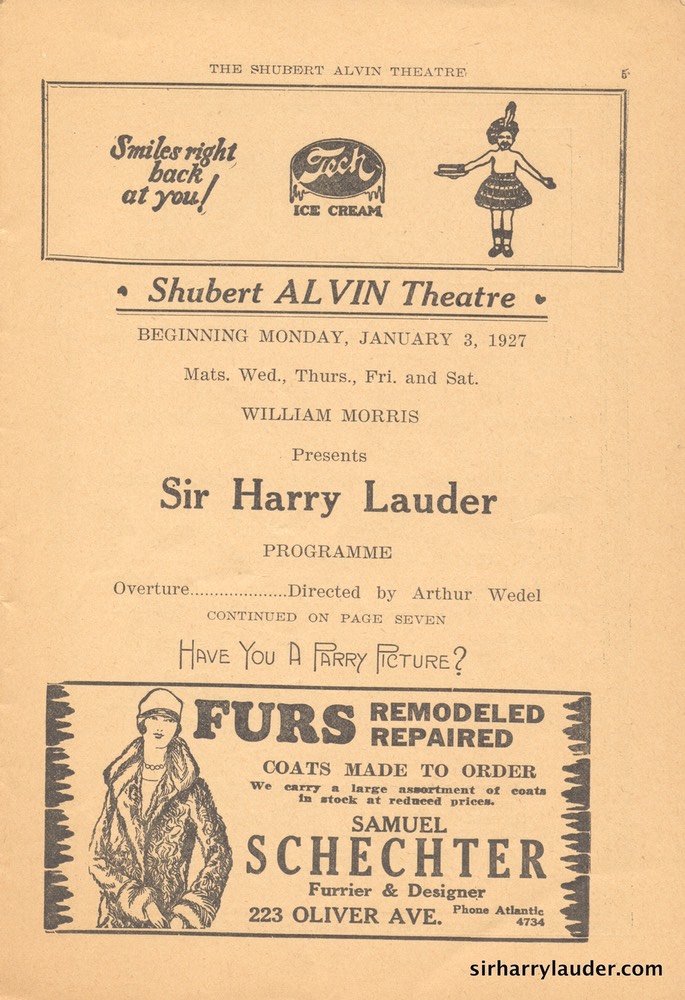 Shubert Alvin Theatre Pittsburgh Pa Program Booklet Dated Jan 3 1927 -2