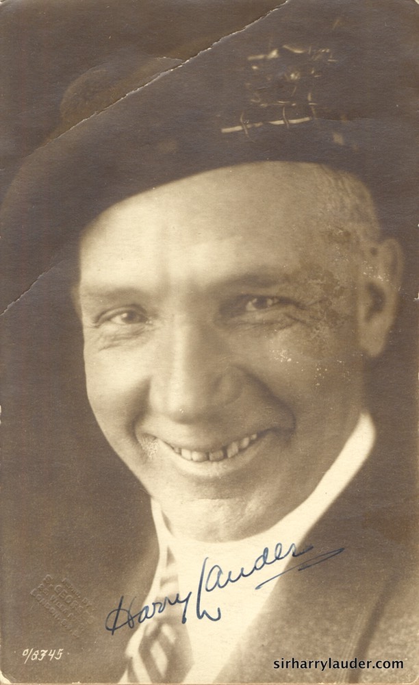 Signed Photo Dated 1924 on Verso By Lauder With Note