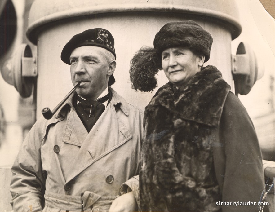 Sir Harry & Lady Lauder On Unknown Ship Verso Stamped Apr 21 1922 