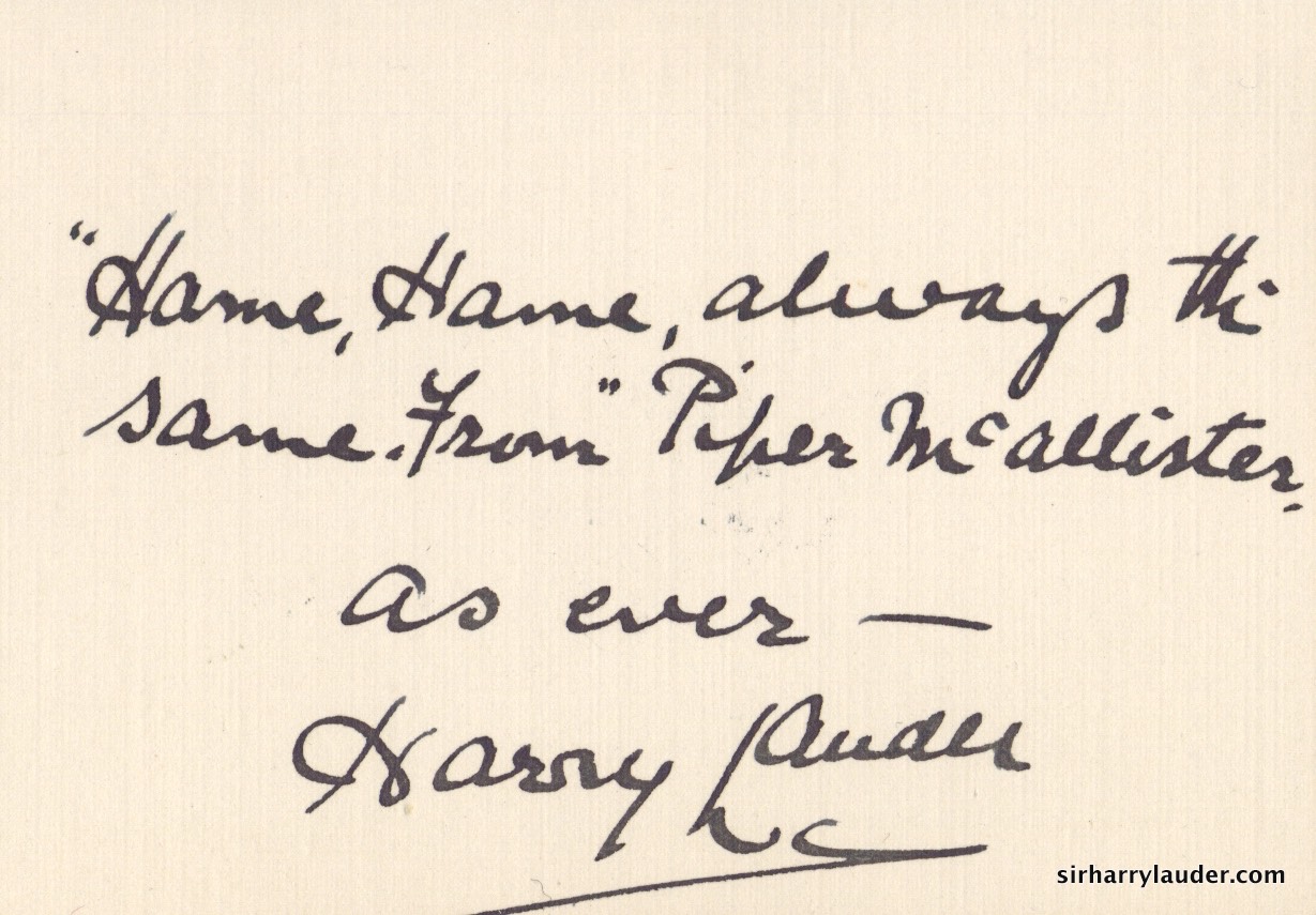 Small Card Inscribed & Signed As Ever With Line Piper McAllister Verso Recd 3 17 38 