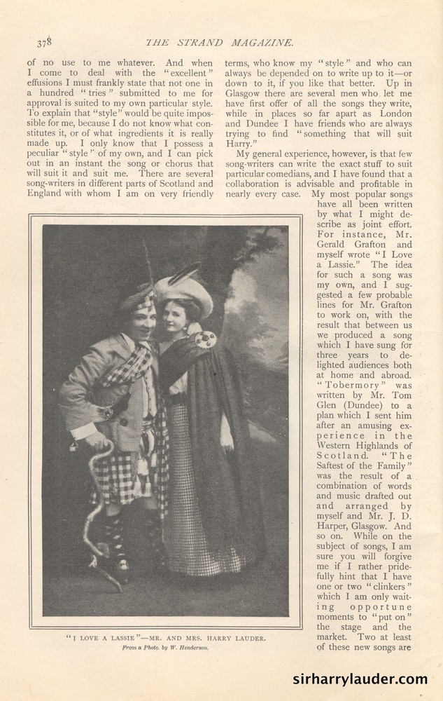 Strand Magazine My Reminiscenes By Harry Lauder April 1909 -9