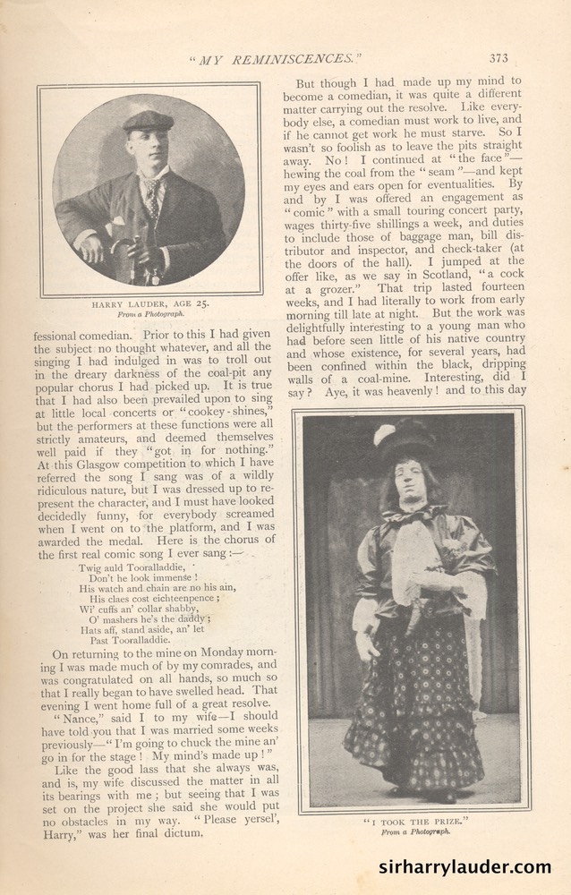 Strand Magazine My Reminiscenes By Harry Lauder April 1909 -4
