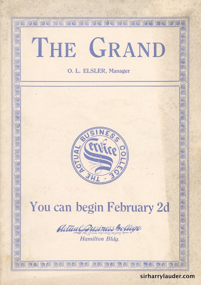 The Grand Akron Ohio Program Booklet Dated Jan 20 1914 -1